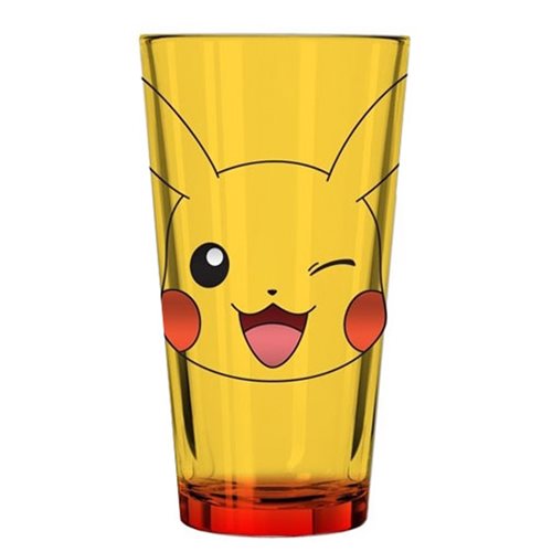 Pokemon Pikachu Winking Face Yellow Pint Glass